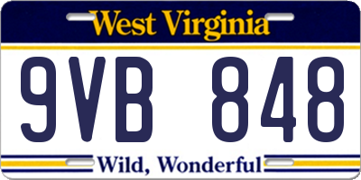 WV license plate 9VB848