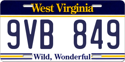 WV license plate 9VB849