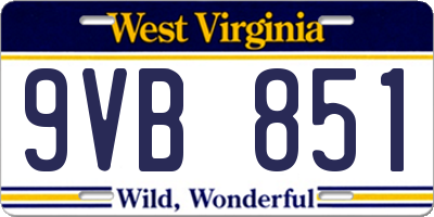 WV license plate 9VB851