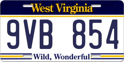 WV license plate 9VB854
