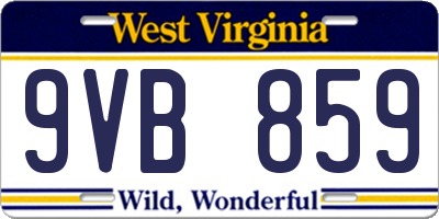 WV license plate 9VB859