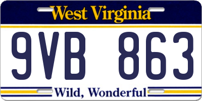 WV license plate 9VB863