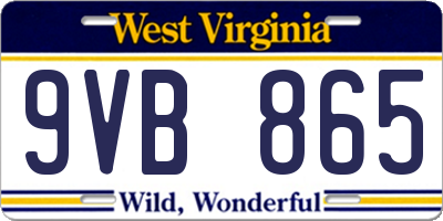 WV license plate 9VB865