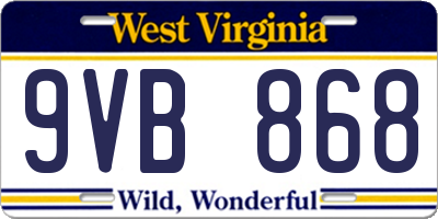 WV license plate 9VB868