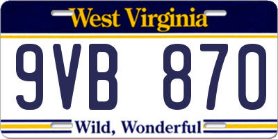WV license plate 9VB870