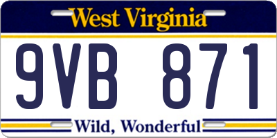 WV license plate 9VB871