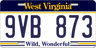 WV license plate 9VB873