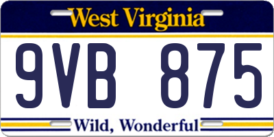 WV license plate 9VB875