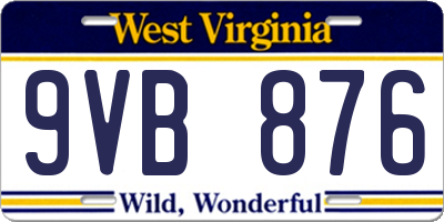 WV license plate 9VB876