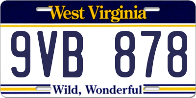 WV license plate 9VB878