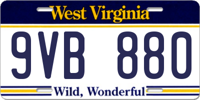 WV license plate 9VB880