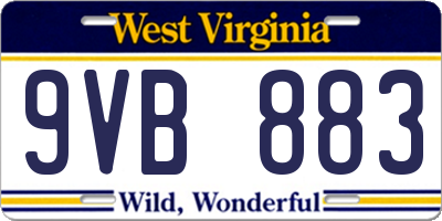 WV license plate 9VB883