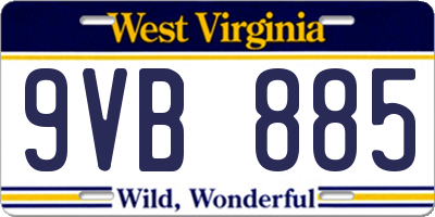 WV license plate 9VB885