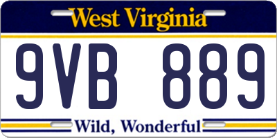 WV license plate 9VB889