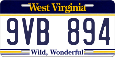 WV license plate 9VB894