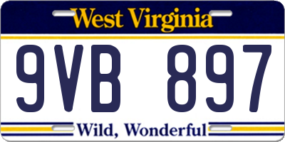 WV license plate 9VB897