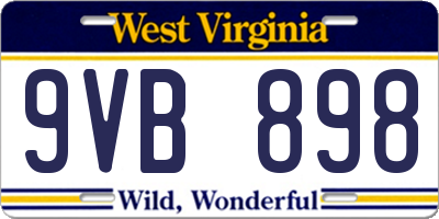 WV license plate 9VB898
