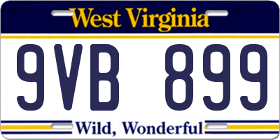 WV license plate 9VB899