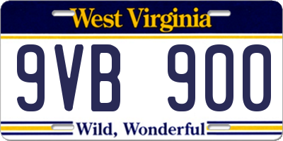 WV license plate 9VB900