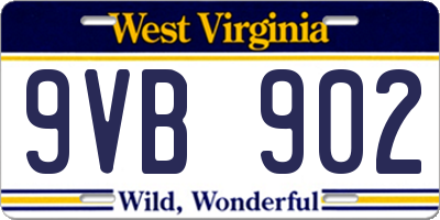 WV license plate 9VB902