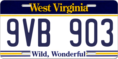 WV license plate 9VB903