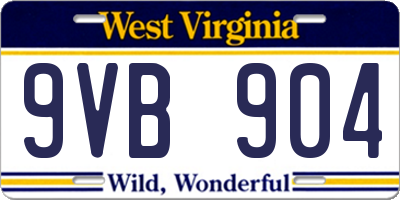 WV license plate 9VB904