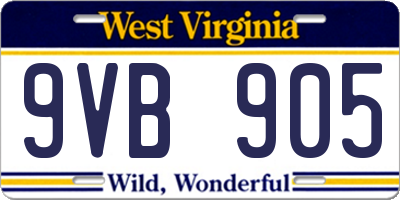 WV license plate 9VB905