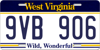 WV license plate 9VB906