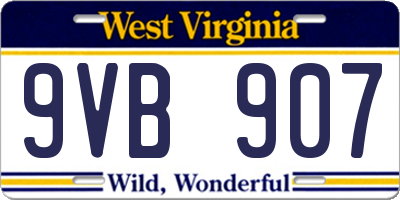 WV license plate 9VB907