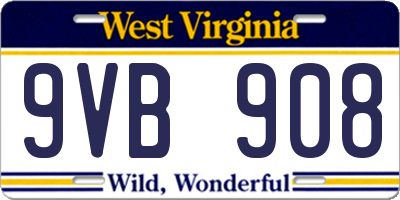 WV license plate 9VB908