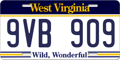 WV license plate 9VB909