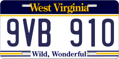 WV license plate 9VB910