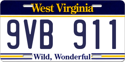 WV license plate 9VB911
