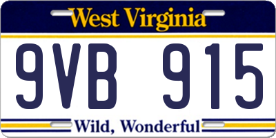 WV license plate 9VB915