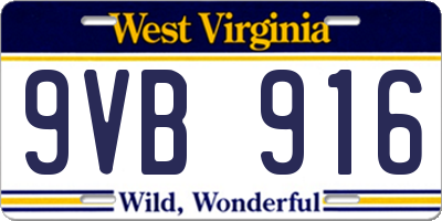 WV license plate 9VB916