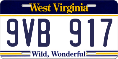 WV license plate 9VB917
