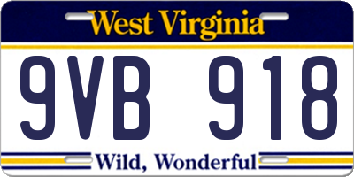 WV license plate 9VB918