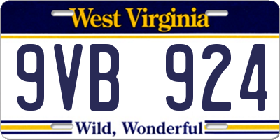 WV license plate 9VB924