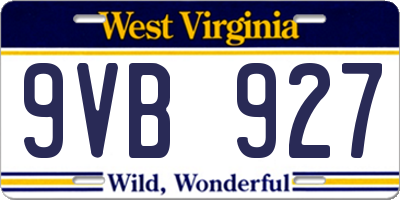 WV license plate 9VB927