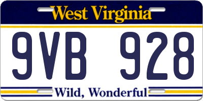 WV license plate 9VB928