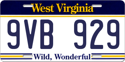 WV license plate 9VB929