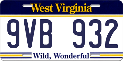 WV license plate 9VB932
