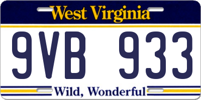 WV license plate 9VB933