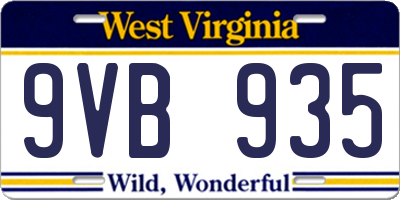 WV license plate 9VB935