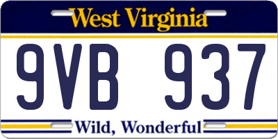WV license plate 9VB937