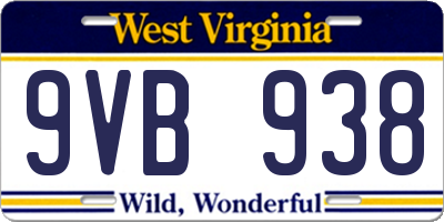 WV license plate 9VB938