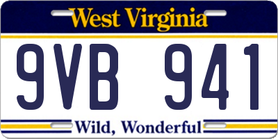 WV license plate 9VB941