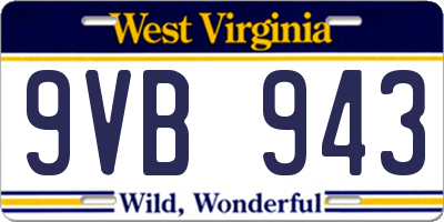 WV license plate 9VB943
