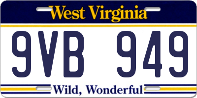 WV license plate 9VB949