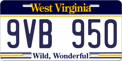 WV license plate 9VB950